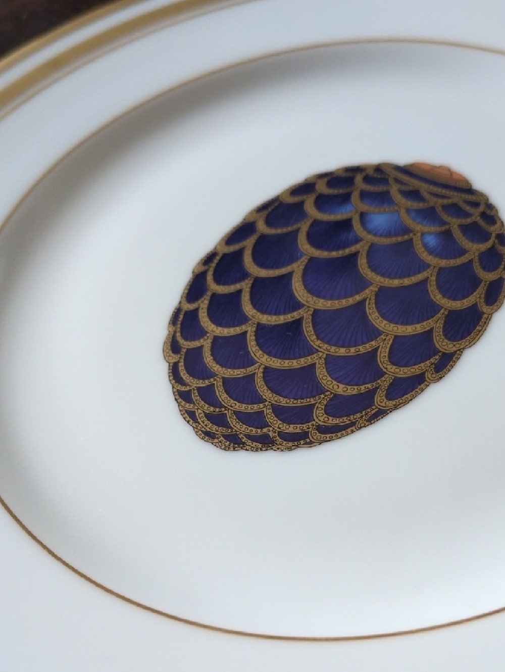 FABERGE I Limoges French Imperial Egg Collection Pinecone Pattern Salad Plate - Picture 6 of 14